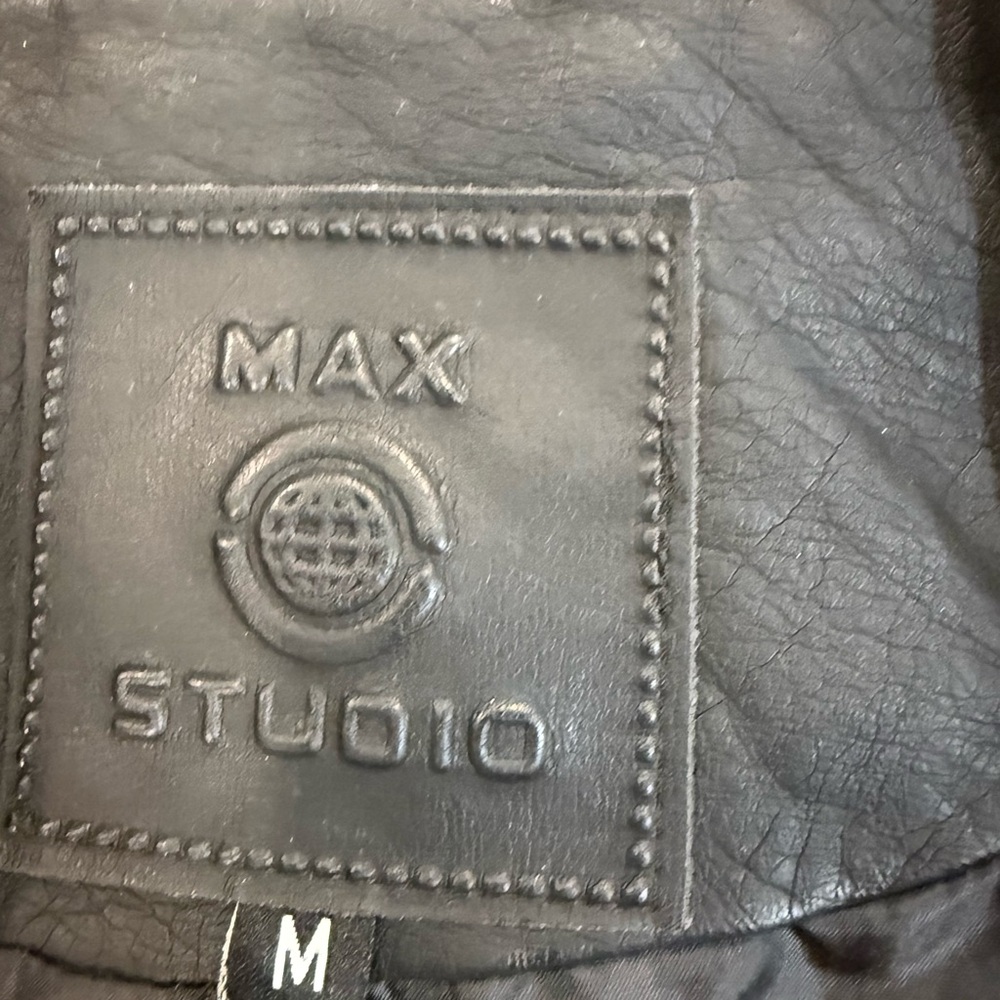 Max Studio Charcoal Leather Jacket - Picture 5 of 6